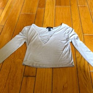 Forever 21 Gray Long Sleeve Crop Top
